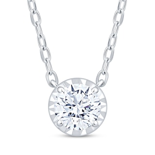 Round-Cut Diamond Solitaire Necklace 1/3 ct tw 10K White Gold 18" (I/I2)