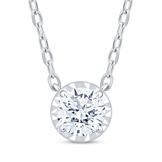 Round-Cut Diamond Solitaire Necklace 1/3 ct tw 10K White Gold 18" (I/I2)