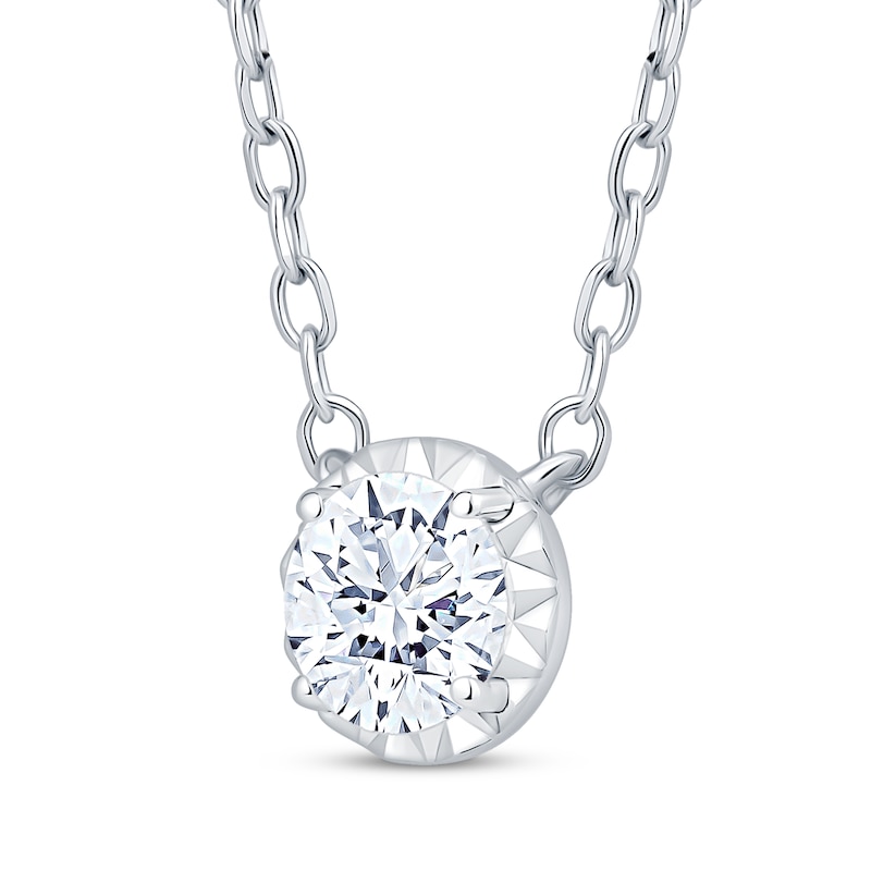 Main Image 2 of Round-Cut Diamond Solitaire Necklace 1/3 ct tw 10K White Gold 18" (I/I2)