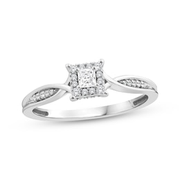 KAY Lab-Grown Diamonds Princess-Cut Halo Promise Ring 1/5 ct tw Sterling Silver