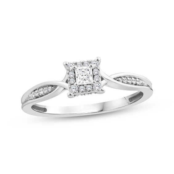 KAY Lab-Grown Diamonds Princess-Cut Halo Promise Ring 1/5 ct tw Sterling Silver