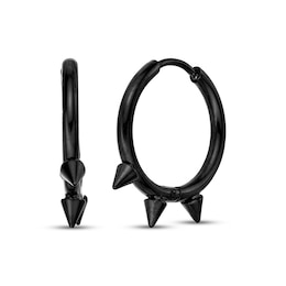 Men's Spike Hoop Earrings Black Ion-Plated Stainless Steel