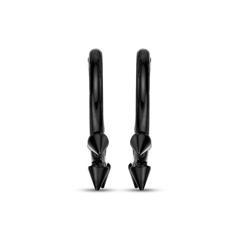 Main Image 2 of Men's Spike Hoop Earrings Black Ion-Plated Stainless Steel