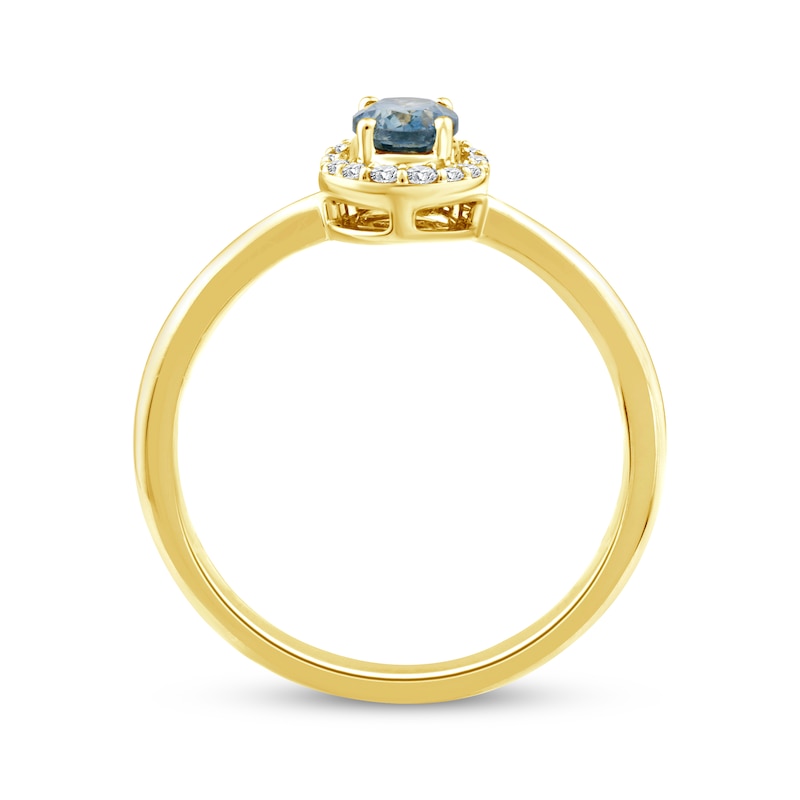 Main Image 3 of American Blue Sapphire & Diamond Halo Ring 1/10 ct tw 10K Yellow Gold