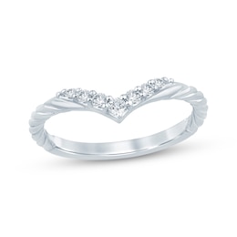 Now + Forever Diamond Chevron Rope-Twist Anniversary Ring 1/6 ct tw 10K White Gold