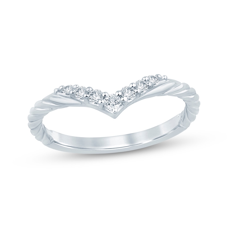 Main Image 1 of Now + Forever Diamond Chevron Rope-Twist Anniversary Ring 1/6 ct tw 10K White Gold