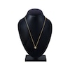 Thumbnail Image 4 of American Blue Sapphire & Diamond Flower Halo Necklace 1/20 ct tw 10K Yellow Gold 18"