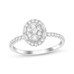 Now + Forever Multi-Diamond Oval Halo Engagement Ring 5/8 ct tw 14K White Gold