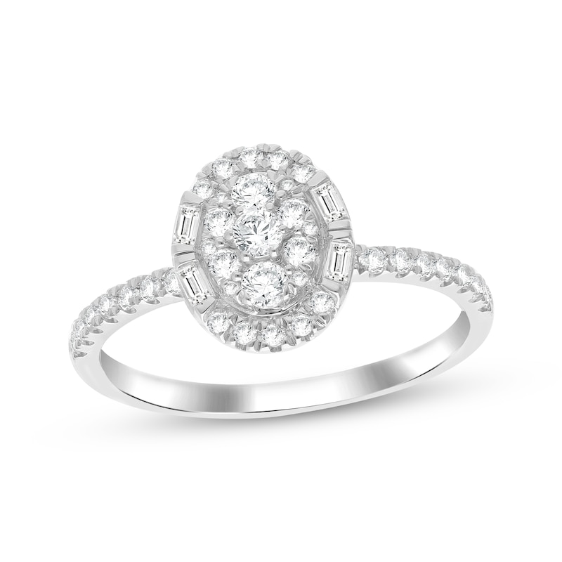 Main Image 1 of Now + Forever Multi-Diamond Oval Halo Engagement Ring 5/8 ct tw 14K White Gold