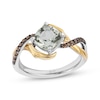 Thumbnail Image 1 of Star Wars Yoda Cushion-Cut Green Quartz & Brown Diamond Ring 1/8 ct tw Sterling Silver & 10K Yellow Gold
