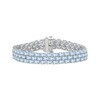 Thumbnail Image 1 of Oval-Cut Sky Blue Topaz Three-Row Bracelet Sterling Silver 7.5"
