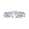 Thumbnail Image 2 of Oval-Cut Sky Blue Topaz Three-Row Bracelet Sterling Silver 7.5"