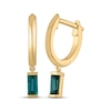 Thumbnail Image 1 of STUDIO BY KAY Baguette-Cut Lab-Created Emerald Solitaire Hoop Drop Earrings 24K Yellow Gold Vermeil Sterling Silver