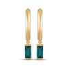 Thumbnail Image 2 of STUDIO BY KAY Baguette-Cut Lab-Created Emerald Solitaire Hoop Drop Earrings 24K Yellow Gold Vermeil Sterling Silver