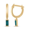 Thumbnail Image 3 of STUDIO BY KAY Baguette-Cut Lab-Created Emerald Solitaire Hoop Drop Earrings 24K Yellow Gold Vermeil Sterling Silver