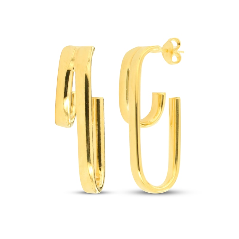 Main Image 1 of Split J-Hoop Earrings 24K Yellow Gold Vermeil Sterling Silver 34mm