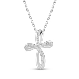 Hallmark Diamonds Looping Cross Necklace 1/10 ct tw Sterling Silver