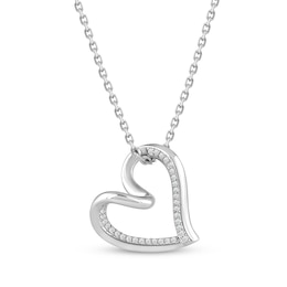 Hallmark Diamonds Tilted Heart Necklace 1/15 ct tw Sterling Silver 18"