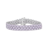 Thumbnail Image 1 of Oval-Cut Pink Amethyst Three-Row Bracelet Sterling Silver 7.5"
