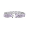 Thumbnail Image 2 of Oval-Cut Pink Amethyst Three-Row Bracelet Sterling Silver 7.5"