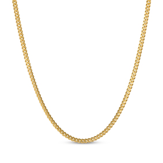 3.5mm Diamond-Cut Cuban Curb Chain Necklace 24K Yellow Gold Vermeil Sterling Silver 22"