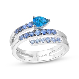 Le Vian Good Karma Pear-Shaped Blue Topaz & Denim Ombré Sapphire Ring 14K Vanilla Gold