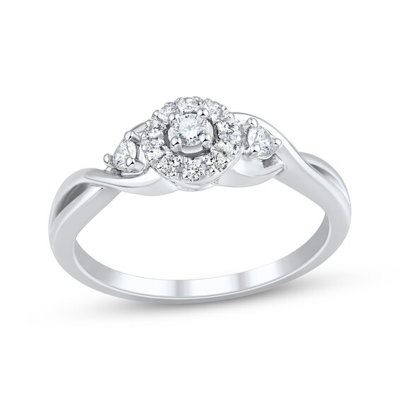 Round-Cut Diamond Halo Engagement Ring 1/5 ct tw 10K White Gold