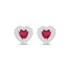 Thumbnail Image 2 of Heart-Shaped Lab-Created Ruby & White Lab-Created Sapphire Stud Earrings Sterling Silver