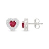 Thumbnail Image 3 of Heart-Shaped Lab-Created Ruby & White Lab-Created Sapphire Stud Earrings Sterling Silver