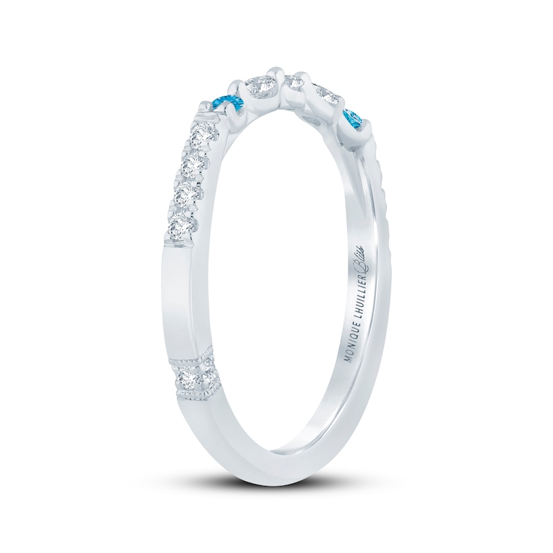 Main Image 2 of Monique Lhuillier Bliss Blue & White Lab-Grown Diamond Anniversary Ring 1/4 ct tw 18K White Gold
