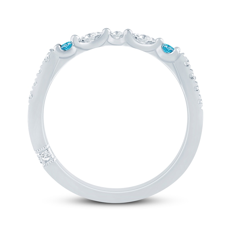 Main Image 3 of Monique Lhuillier Bliss Blue & White Lab-Grown Diamond Anniversary Ring 1/4 ct tw 18K White Gold