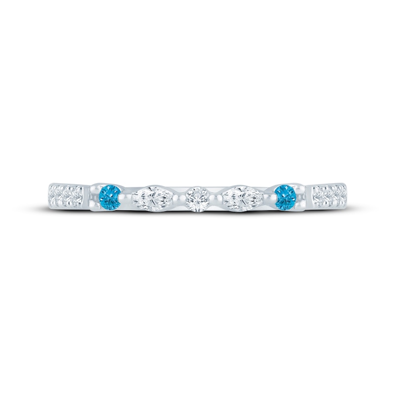 Main Image 4 of Monique Lhuillier Bliss Blue & White Lab-Grown Diamond Anniversary Ring 1/4 ct tw 18K White Gold
