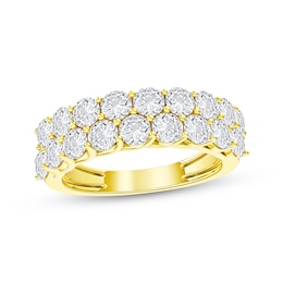 Now + Forever Lab-Grown Diamonds Two-Row Anniversary Ring 2 ct tw 14K Yellow Gold