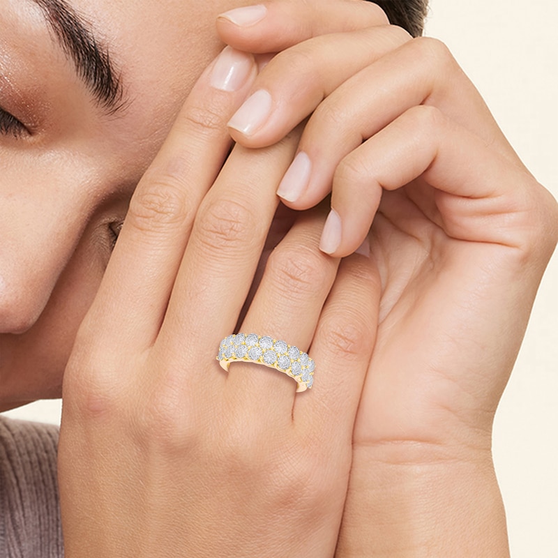 Main Image 6 of Now + Forever Lab-Grown Diamonds Two-Row Anniversary Ring 2 ct tw 14K Yellow Gold