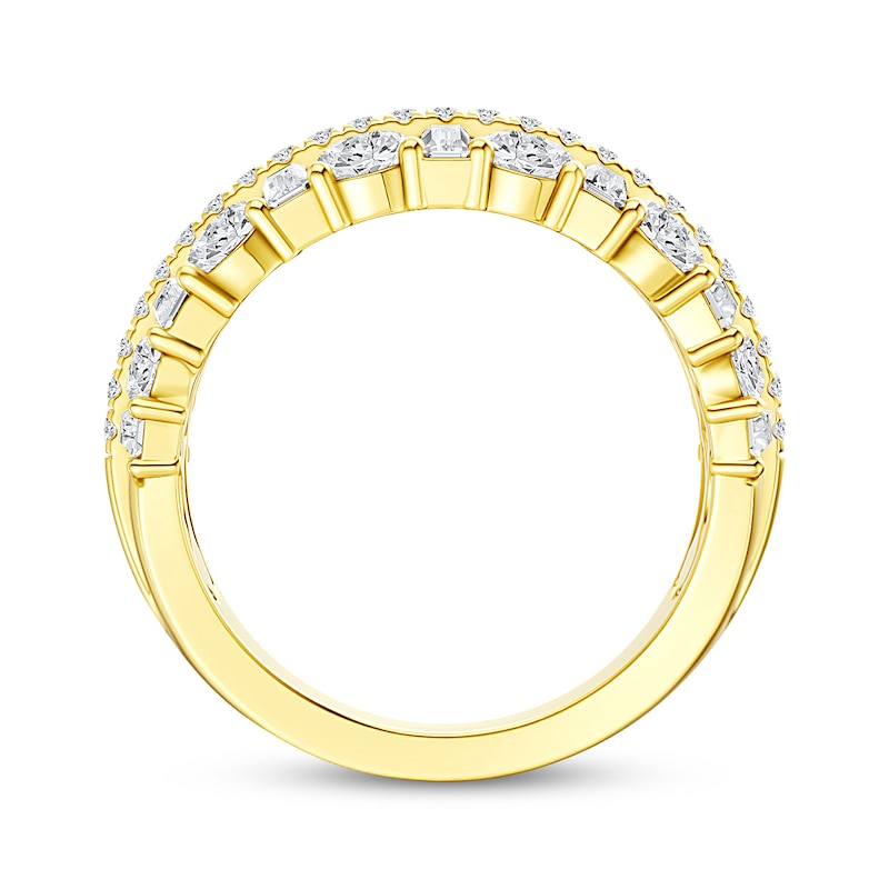 Main Image 3 of Now + Forever Lab-Grown Diamonds Round & Baguette-Cut Anniversary Ring 2 ct tw 14K Yellow Gold