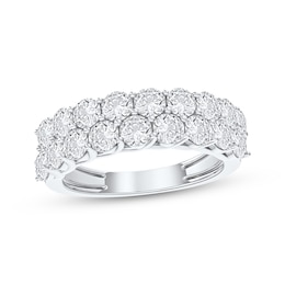 Now + Forever Lab-Grown Diamonds Two-Row Anniversary Ring 2 ct tw 14K White Gold