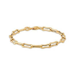 5.4mm Bone Link Chain Bracelet Hollow 10K Yellow Gold 7.5"