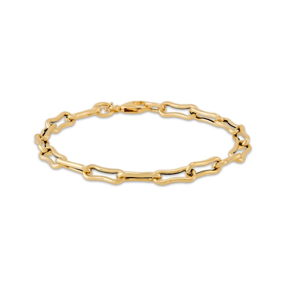 5.4mm Bone Link Chain Bracelet Hollow 10K Yellow Gold 7.5"