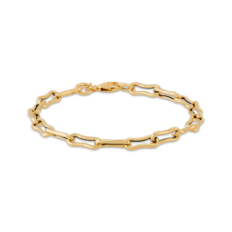 Main Image 1 of 5.4mm Bone Link Chain Bracelet Hollow 10K Yellow Gold 7.5"
