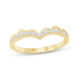 Now + Forever Diamond Scalloped Chevron Anniversary Ring 1/8 ct tw 14K Yellow Gold