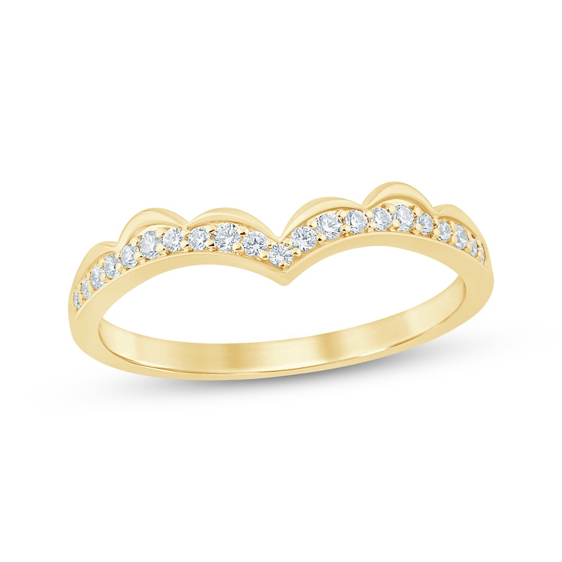 Main Image 1 of Now + Forever Diamond Scalloped Chevron Anniversary Ring 1/8 ct tw 14K Yellow Gold