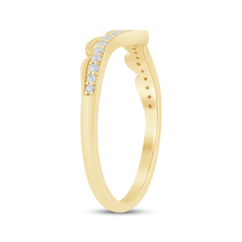 Main Image 2 of Now + Forever Diamond Scalloped Chevron Anniversary Ring 1/8 ct tw 14K Yellow Gold