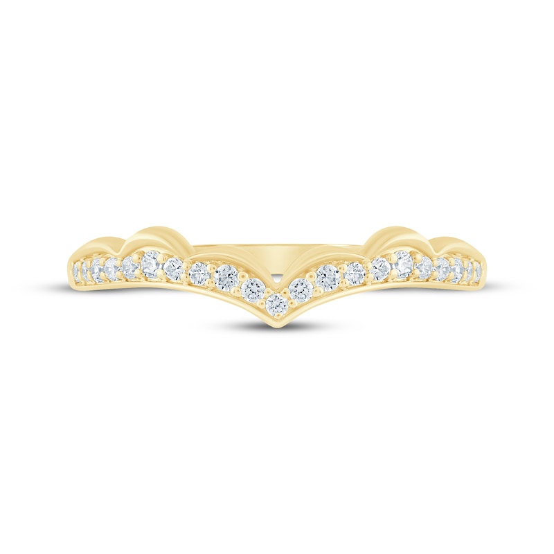 Main Image 3 of Now + Forever Diamond Scalloped Chevron Anniversary Ring 1/8 ct tw 14K Yellow Gold
