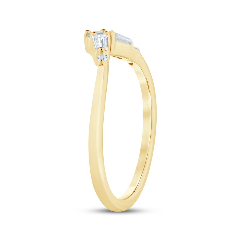 Main Image 2 of Now + Forever Lab-Grown Diamonds Round & Baguette-Cut Chevron Anniversary Ring 1/5 ct tw 14K Yellow Gold