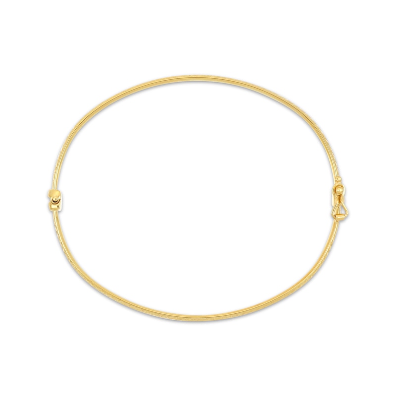 Main Image 3 of Italian Brilliance Diamond-Cut Bangle Bracelet 14K Yellow Gold 7"