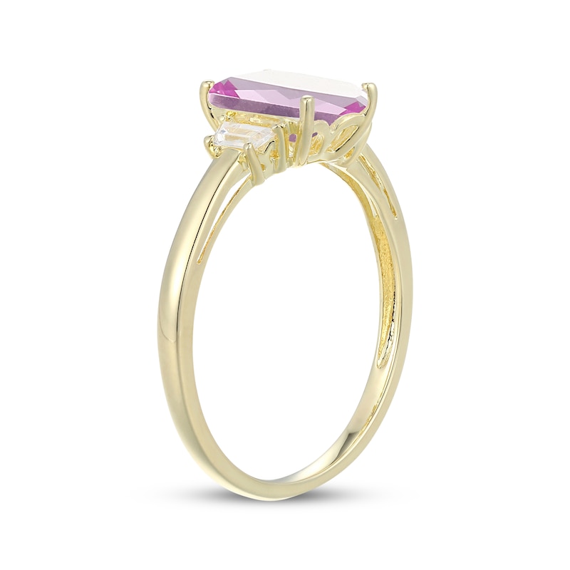 Main Image 2 of STUDIO BY KAY Emerald-Cut Pink Lab-Created Sapphire & White Lab-Created Sapphire Ring 24K Yellow Gold Vermeil Sterling Silver