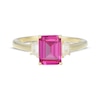 Thumbnail Image 3 of STUDIO BY KAY Emerald-Cut Pink Lab-Created Sapphire & White Lab-Created Sapphire Ring 24K Yellow Gold Vermeil Sterling Silver