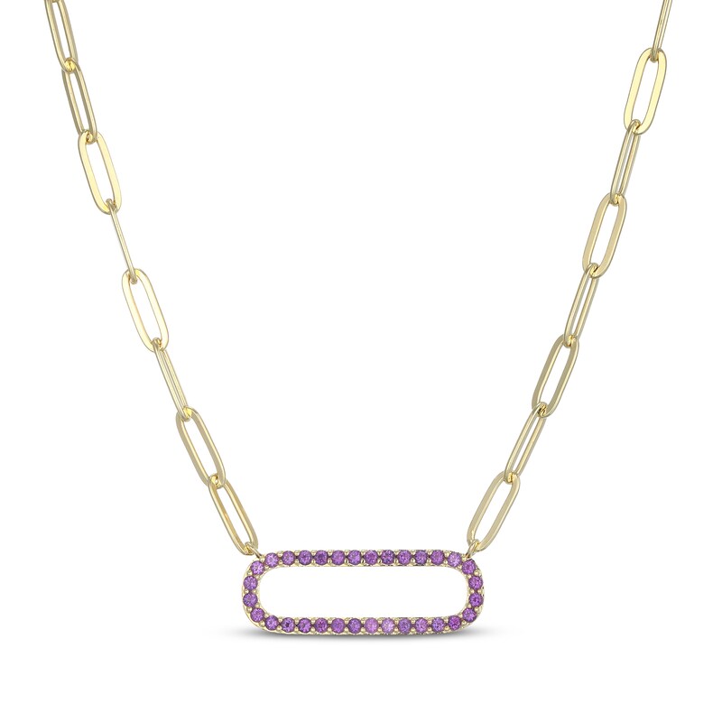 Main Image 1 of STUDIO BY KAY Capsule-Shaped Amethyst Necklace 24K Yellow Gold Vermeil Sterling Silver 18"