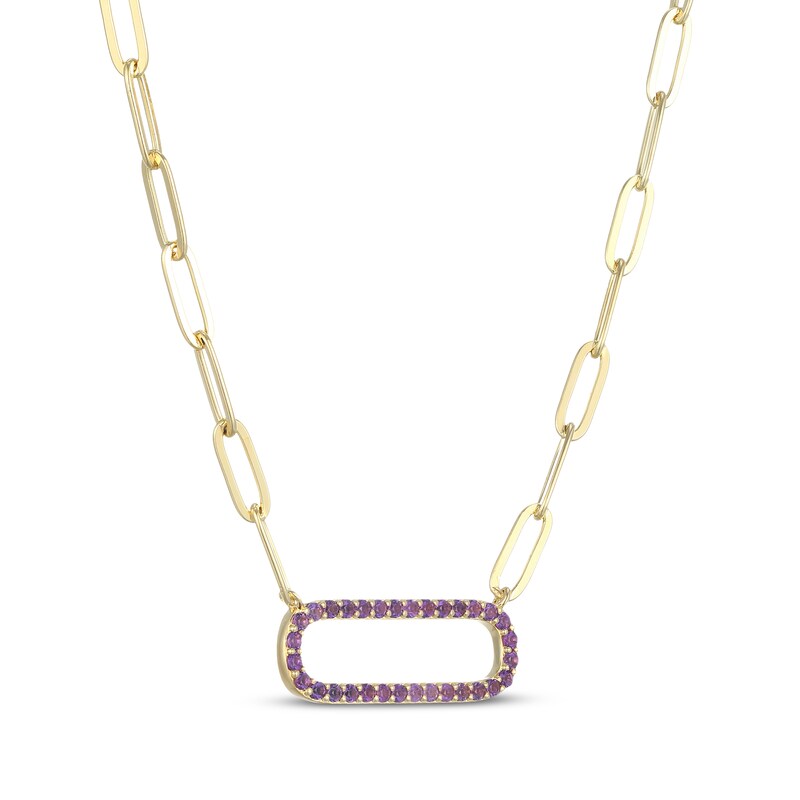 Main Image 2 of STUDIO BY KAY Capsule-Shaped Amethyst Necklace 24K Yellow Gold Vermeil Sterling Silver 18"