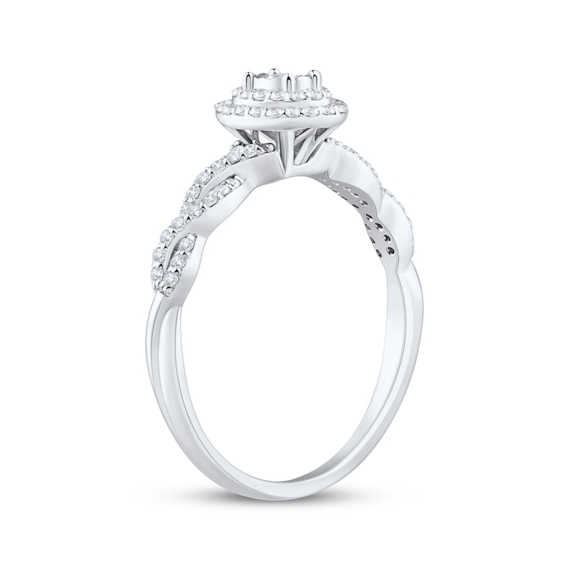 Main Image 2 of Now + Forever Round-Cut Diamond Oval Double-Halo Engagement Ring 1/4 ct tw 14K White Gold